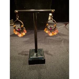 Jewelry lot 3 pieces necklace, bracelet and pair of earrings all in brass tone